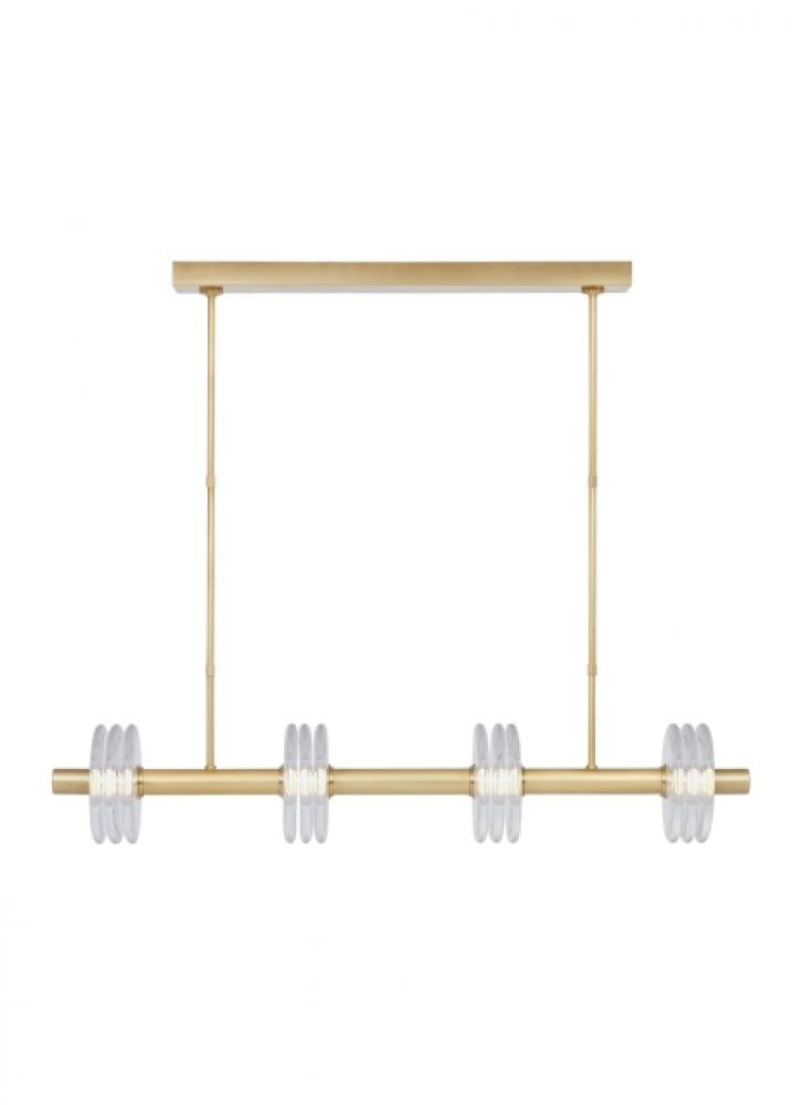 Kelly Wearstler Laurel 4-light dimmable LED large linear chandelier with natural brass finish