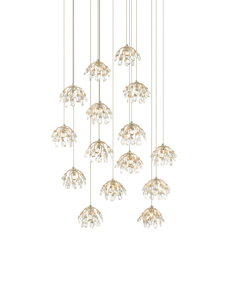 Crystal Bud 15-Light Round Multi-Drop Pendant