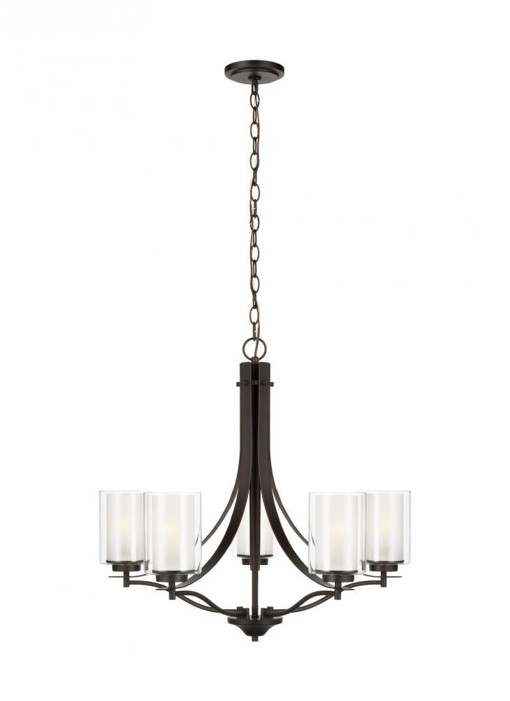 Elmwood Park traditional 5-light LED indoor dimmable ceiling chandelier pendant light in bronze fini