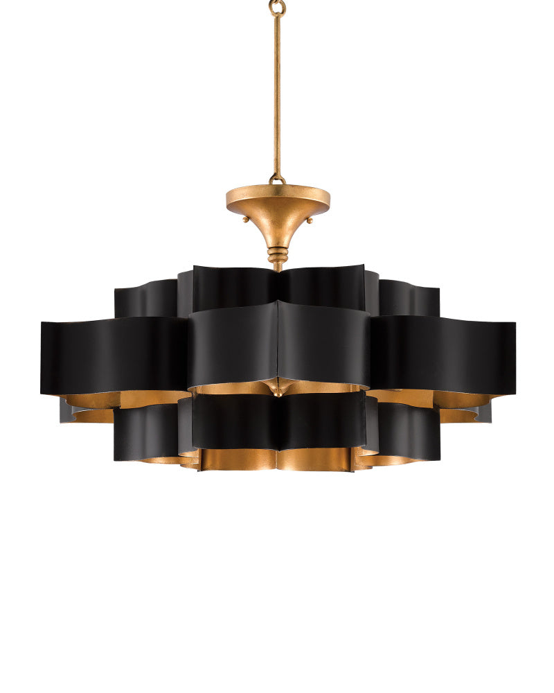 Grand Lotus Large Black Chandelier
