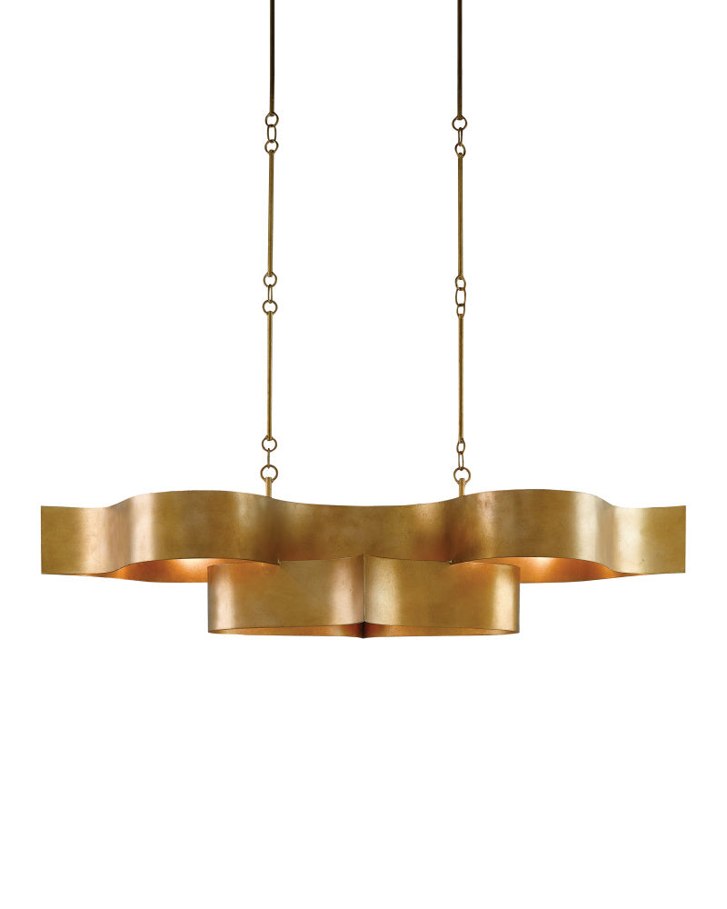 Grand Lotus Oval Gold Chandelier