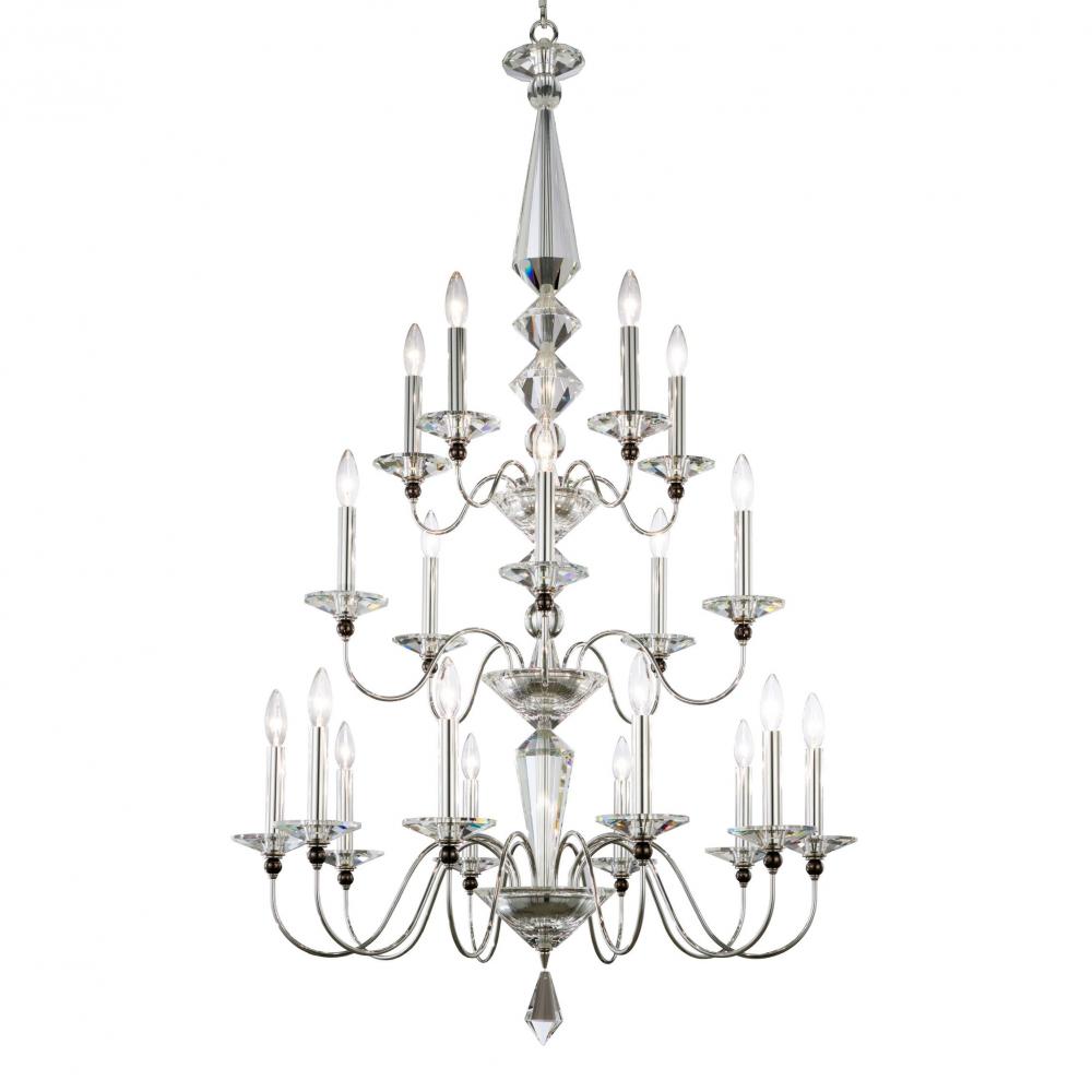 Jasmine 20 Light 120V Chandelier in Polished Silver with Clear Optic Crystal