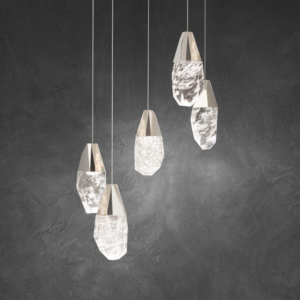 Martini 5 Light LED 3000K/3500K/4000K 120V-277V Chandelier in Polished Nickel