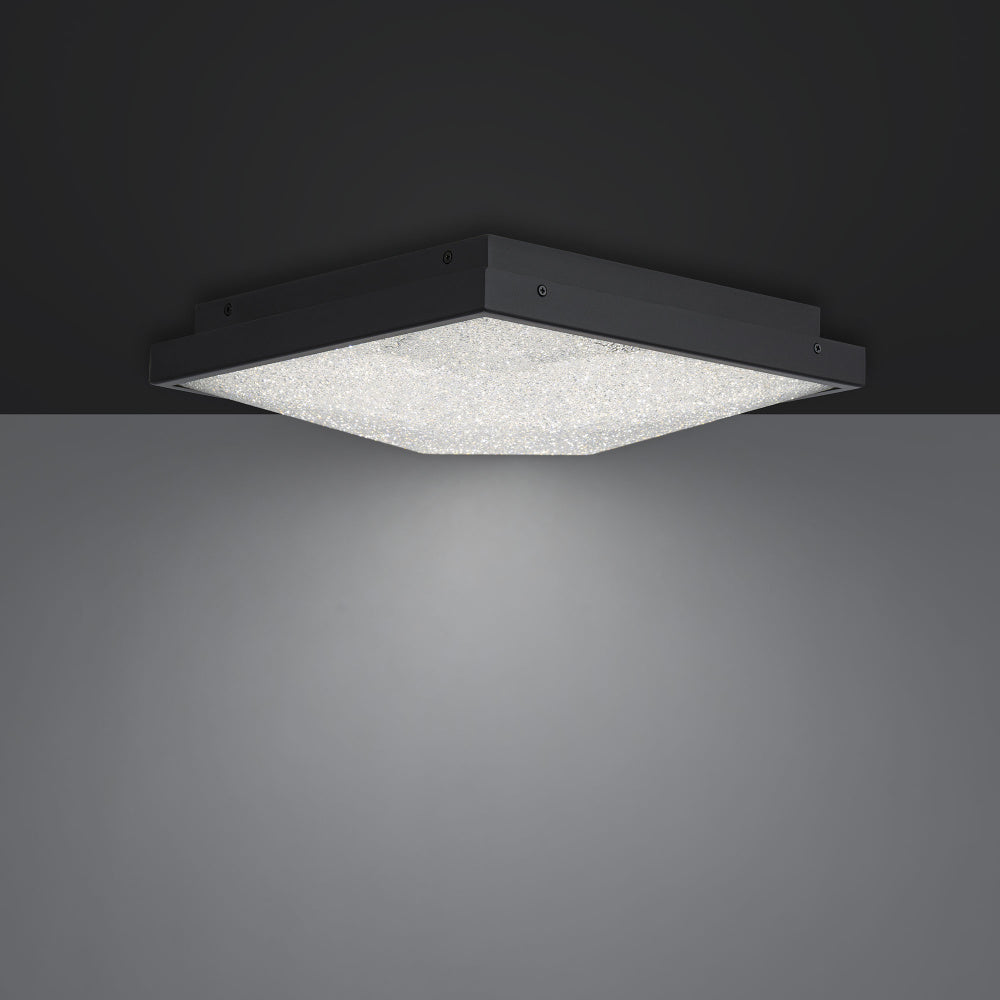 Wisteria 12IN LED 3000K/3500K/4000K/5000K Flush Mount in Black with Radiance Crystal Dust