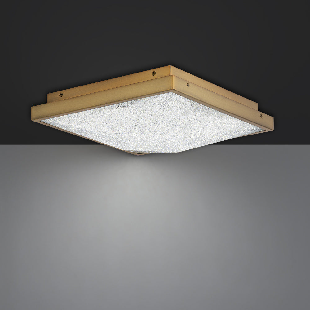 Wisteria 12IN LED 3000K/3500K/4000K/5000K Flush Mount in Aged Brass with Radiance Crystal Dust