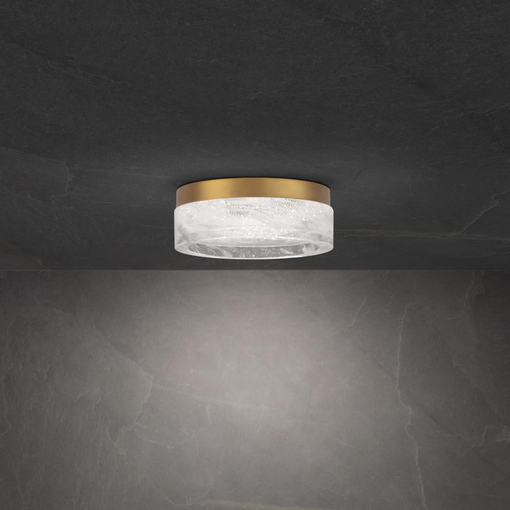 Melange 8in LED 3000K/3500K/4000K 120V Flush Mount in Black with Optic Haze Quartz