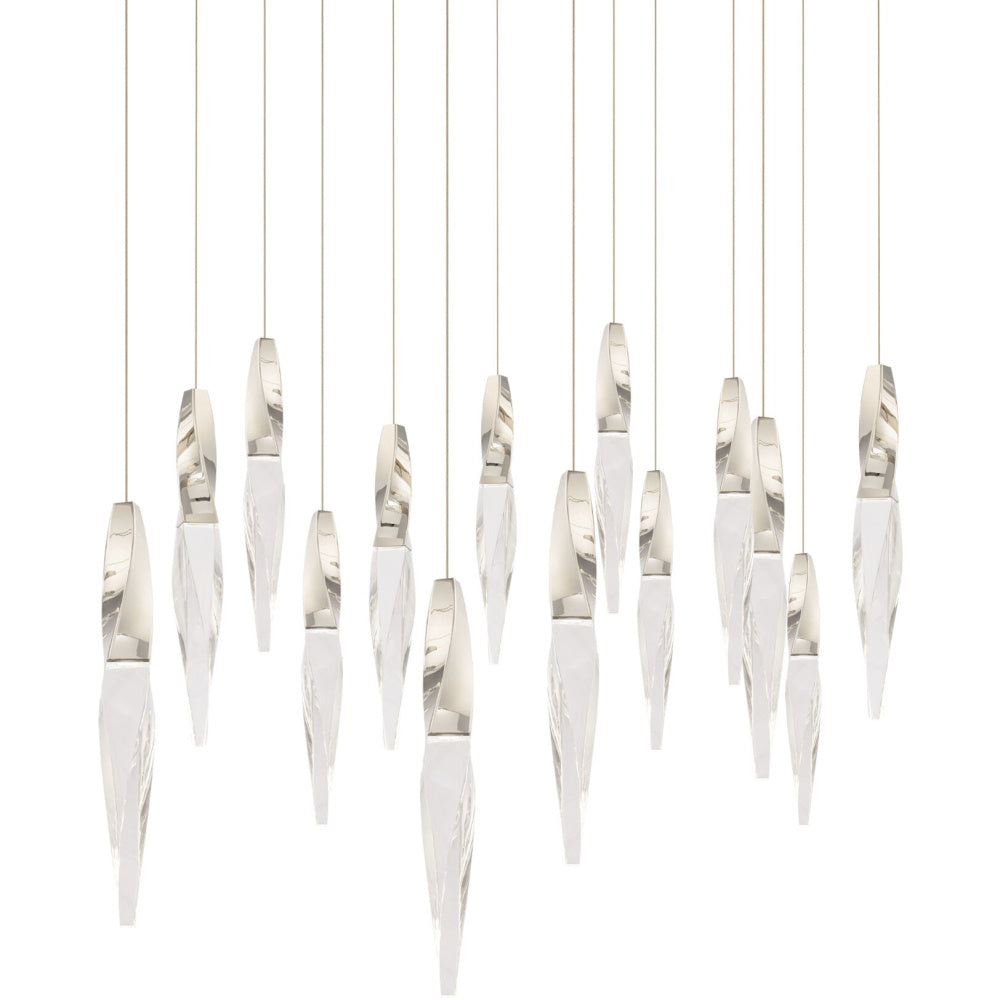 Kindjal 14 Light 120-277V Multi-Light Pendant (Linear Canopy) in Polished Nickel