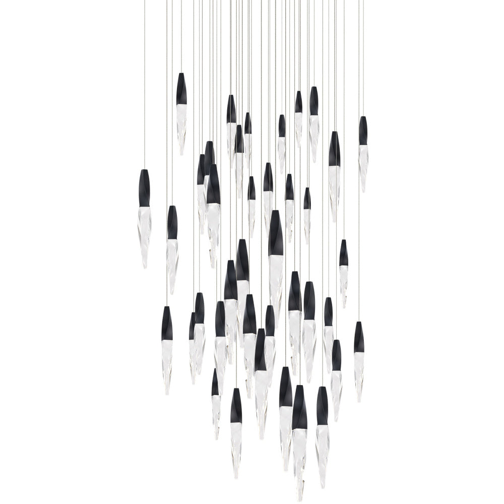 Kindjal 41 Light 120-277V Multi-Light Pendant (Square Canopy) in Black with Clear Optic Crystal