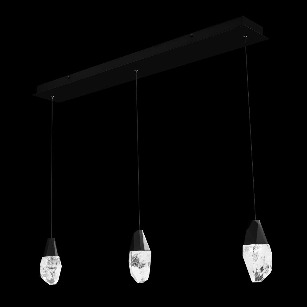 Martini 3 Light 120-277V Multi-Light Pendant (Linear Canopy) in Black with Clear Optic Crystal