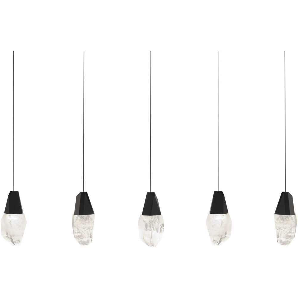 Martini 5 Light 120-277V Multi-Light Pendant (Linear Canopy) in Black with Optic Haze Quartz