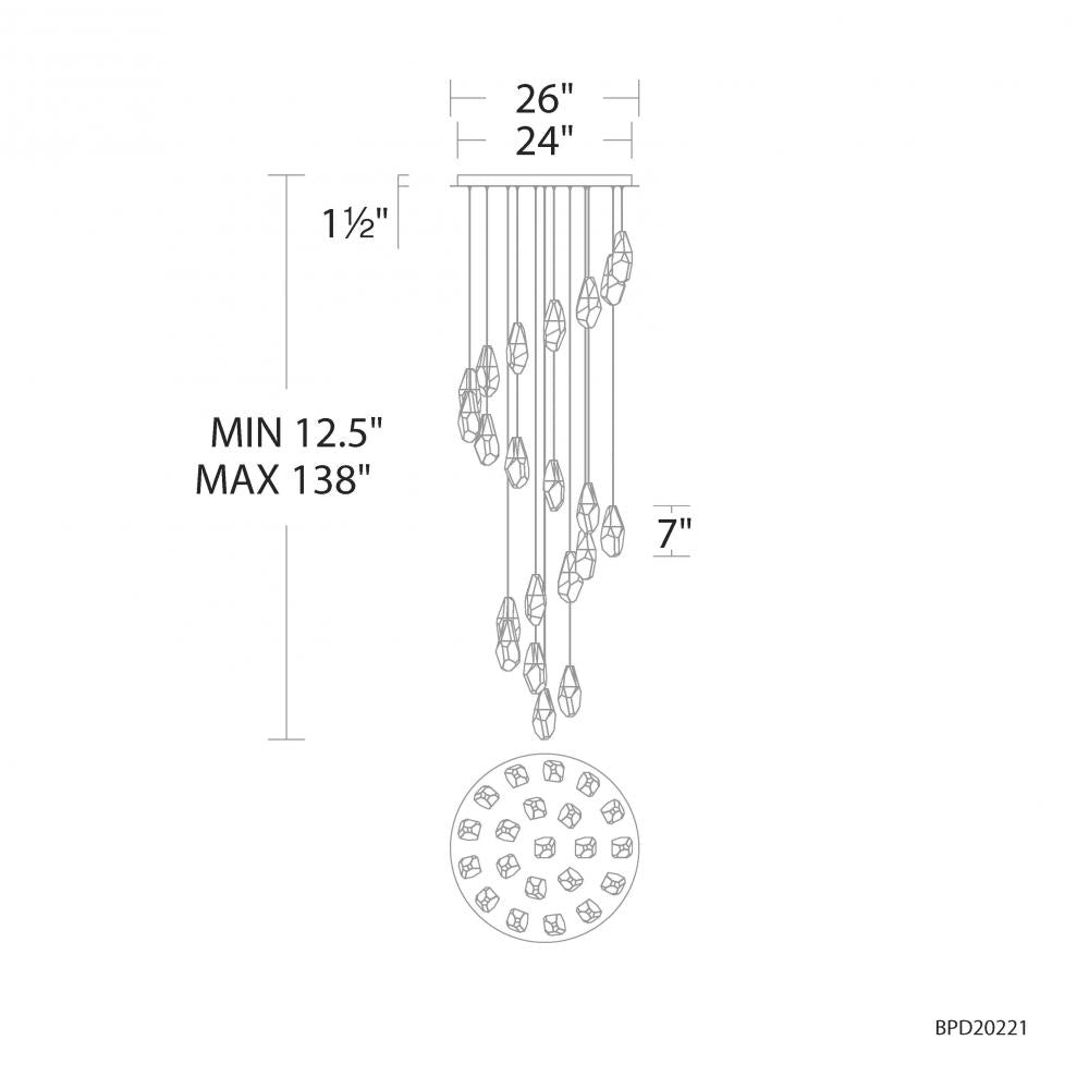 Martini 21 Light 120-277V Multi-Light Pendant (Round Canopy) in Polished Nickel