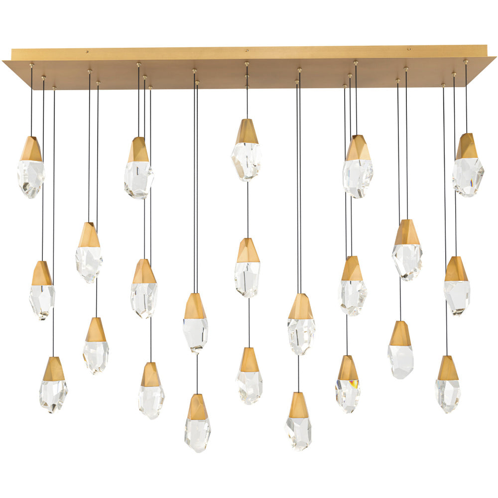 Martini 23 Light 120-277V Multi-Light Pendant (Linear Canopy) in Aged Brass with Clear Optic Crystal