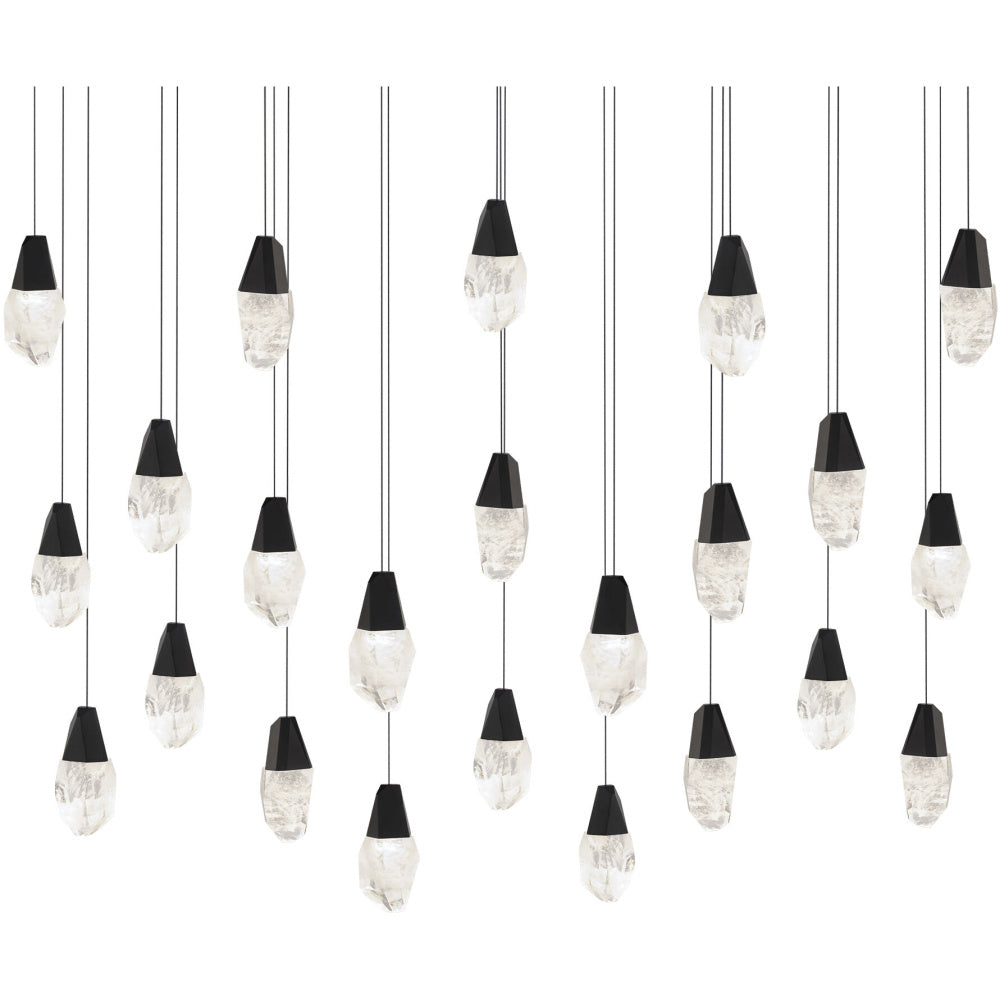 Martini 23 Light 120-277V Multi-Light Pendant (Linear Canopy) in Black with Optic Haze Quartz