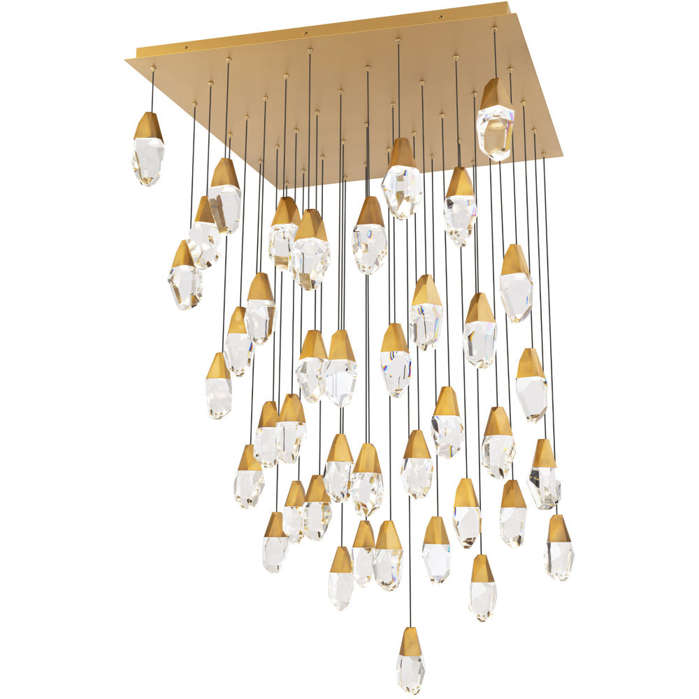 Martini 41 Light 120-277V Multi-Light Pendant (Square Canopy) in Aged Brass with Clear Optic Crystal