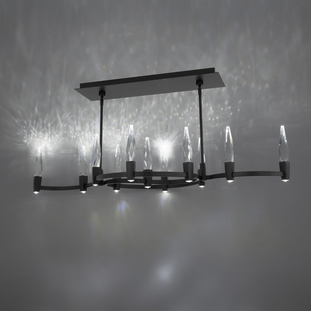 Twirl 48IN LED 3000K/3500K/4000K/5000K Pendant in Black with Optic Crystal