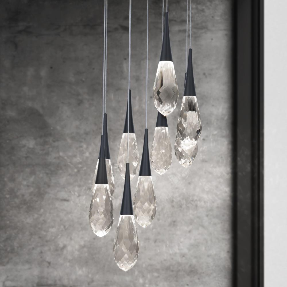 Hibiscus 9 Light LED 3000K/3500K/4000K 120V-277V Multi-Light Pendant in Polished Nickel