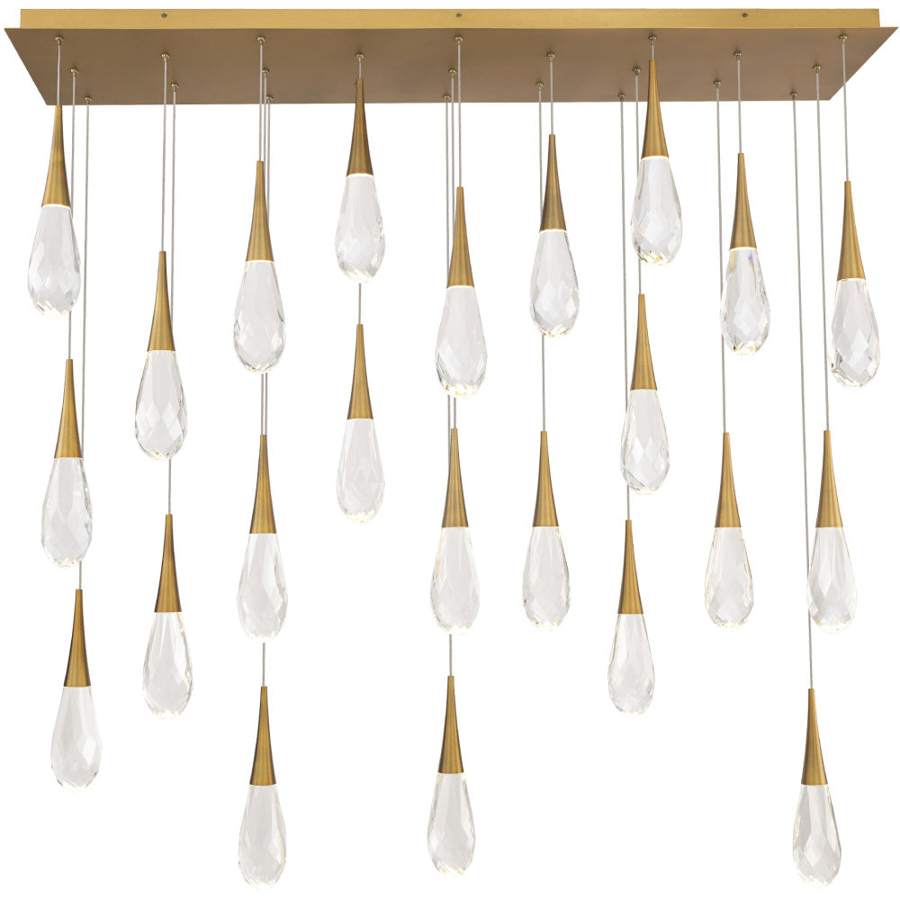 Hibiscus 23 Light 120-277V Multi-Light Pendant (Linear Canopy) in Aged Brass