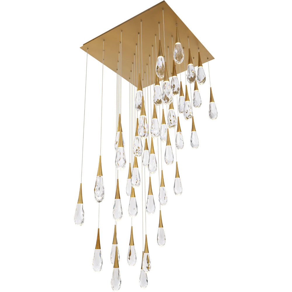 Hibiscus 41 Light 120-277V Multi-Light Pendant (Square Canopy) in Aged Brass
