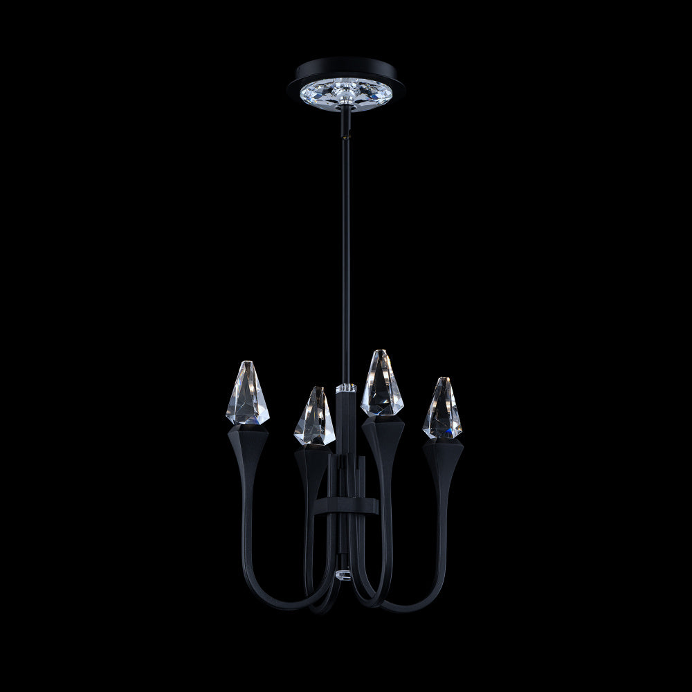Plumeria 12IN LED 3000K/3500K/4000K/5000K Pendant in Black with Optic Crystal