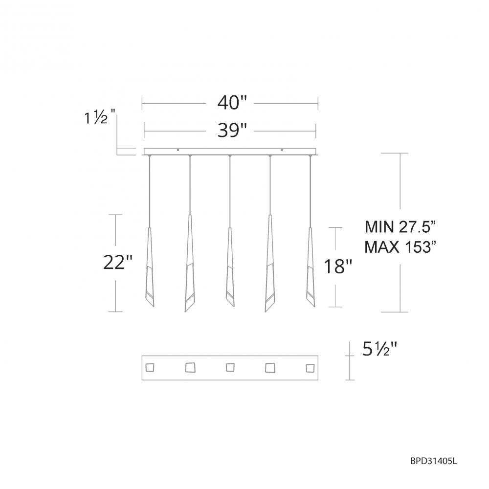 Solitude 5 Light 120-277V Multi-Light Pendant (Linear Canopy) in Antique Nickel