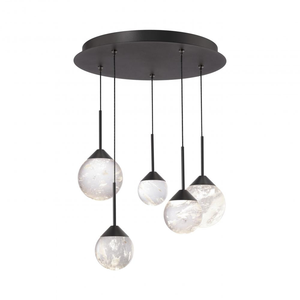Quest 5 Light LED 3000K/3500K/4000K 120V-277V Multi-Light Pendant in Black