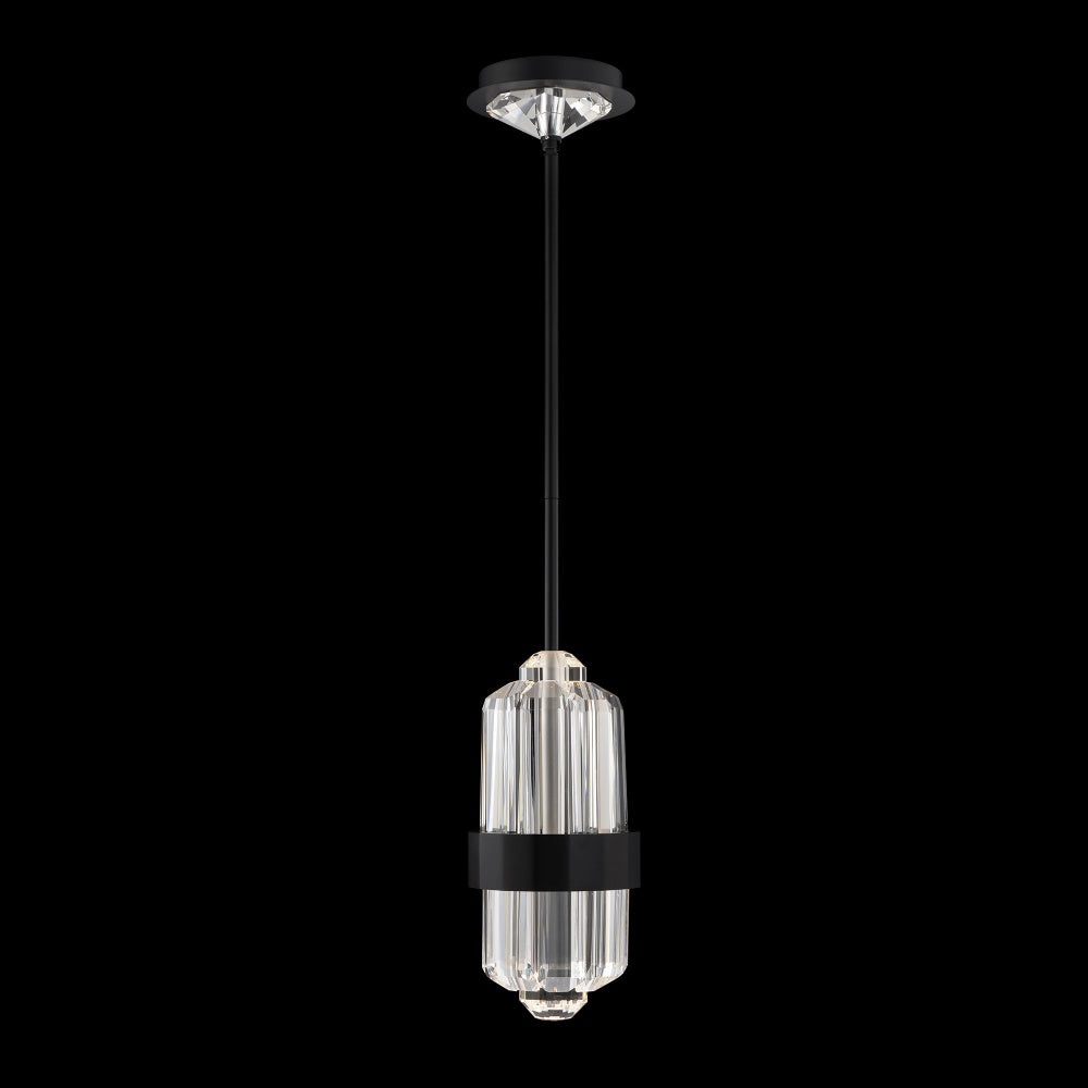 Silo 13in LED 3000K/3500K/4000K/5000K Mini Pendant in Black with Optic Crystal