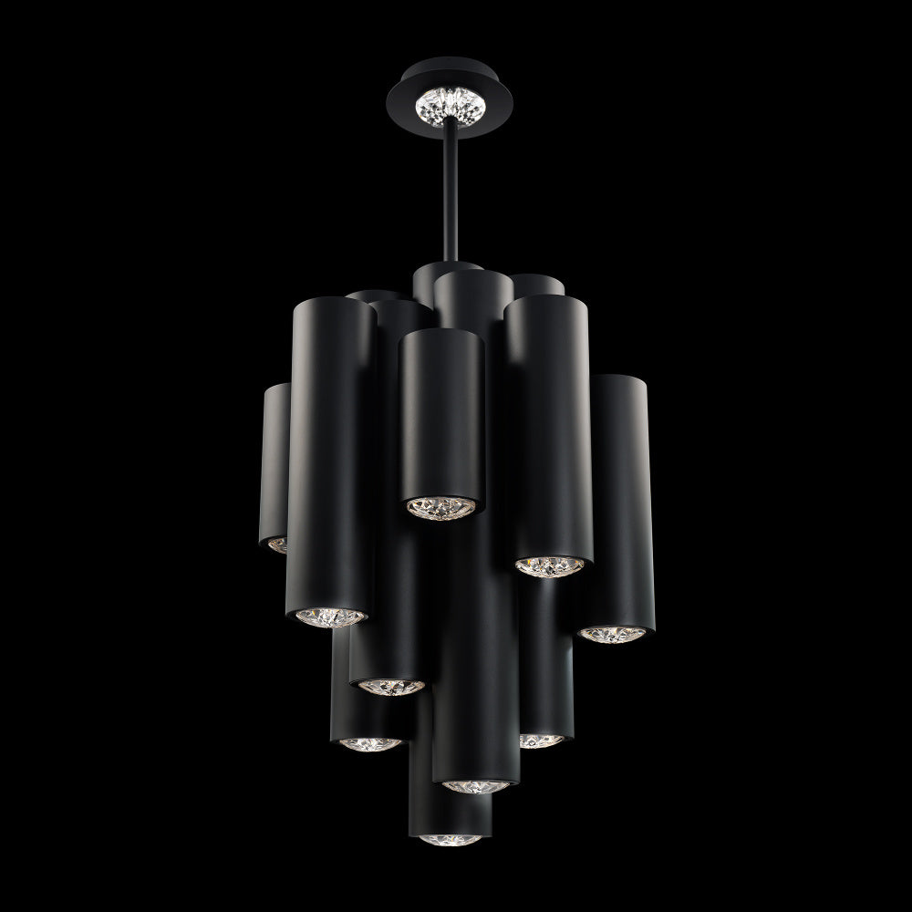 Tamara 26IN LED 3000K/3500K/4000K/5000K Pendant in Black with Radiance Crystal Dust