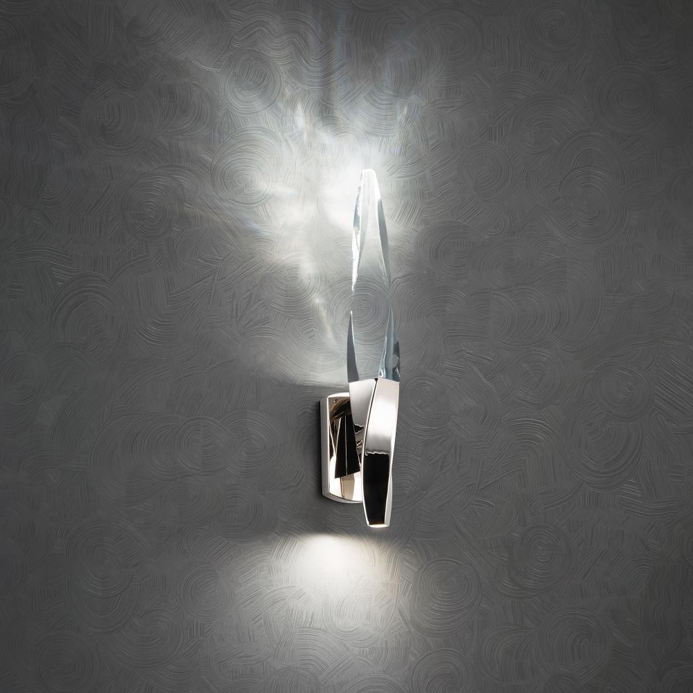 Kindjal 18in LED 3000K/3500K/4000K 120V-277V Wall Sconce in Polished Nickel with Clear Optic Crystal