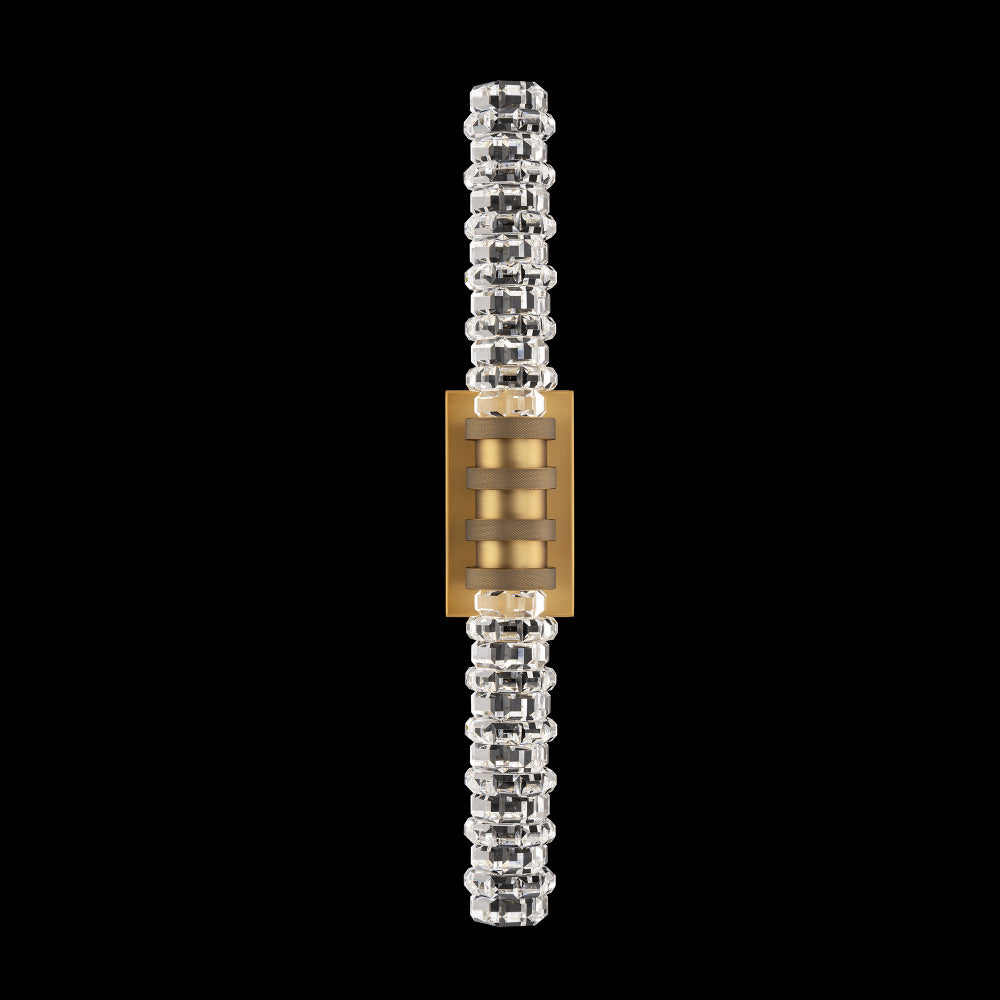 Kemberly 28IN LED 3000K/3500K/4000K/5000K Bath Vanity & Wall Light in Aged Brass with Optic Crystal