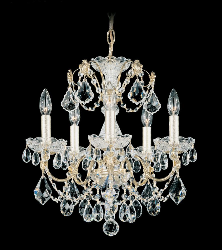 Century 5 Light 120V Chandelier in Black with Clear Heritage Handcut Crystal