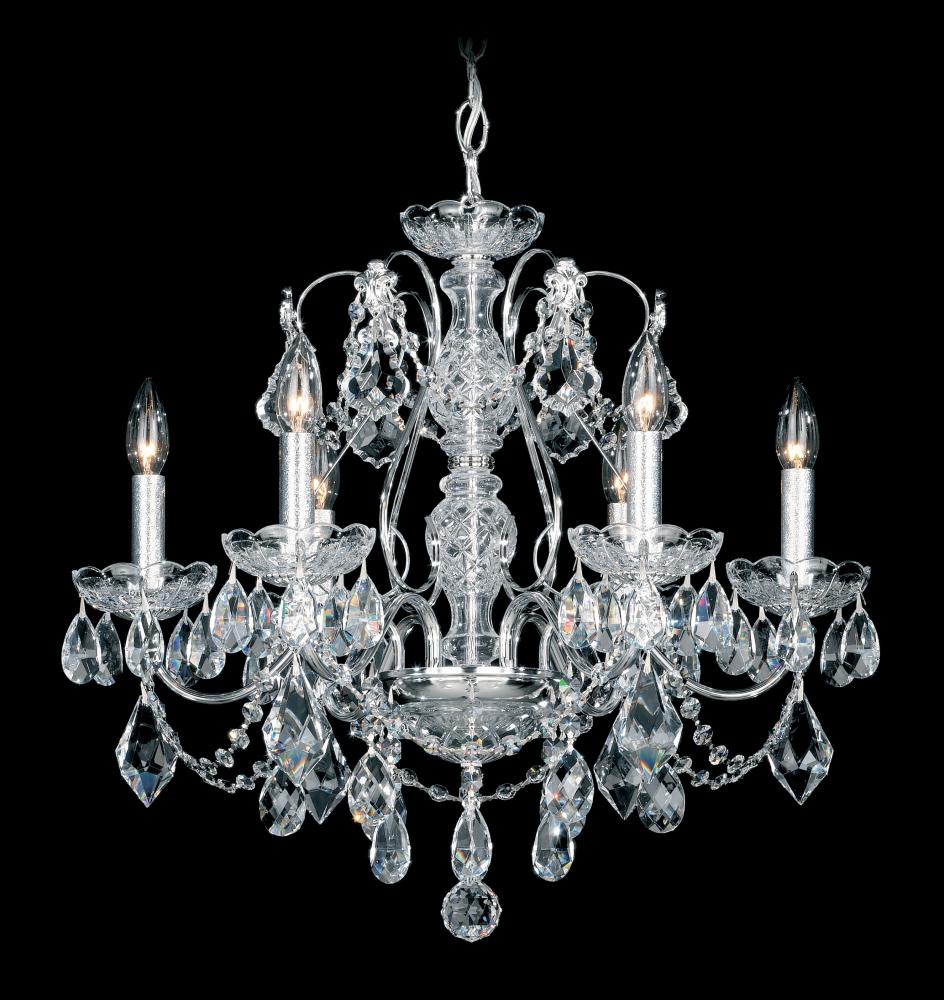 Century 6 Light 120V Chandelier in Black with Clear Heritage Handcut Crystal