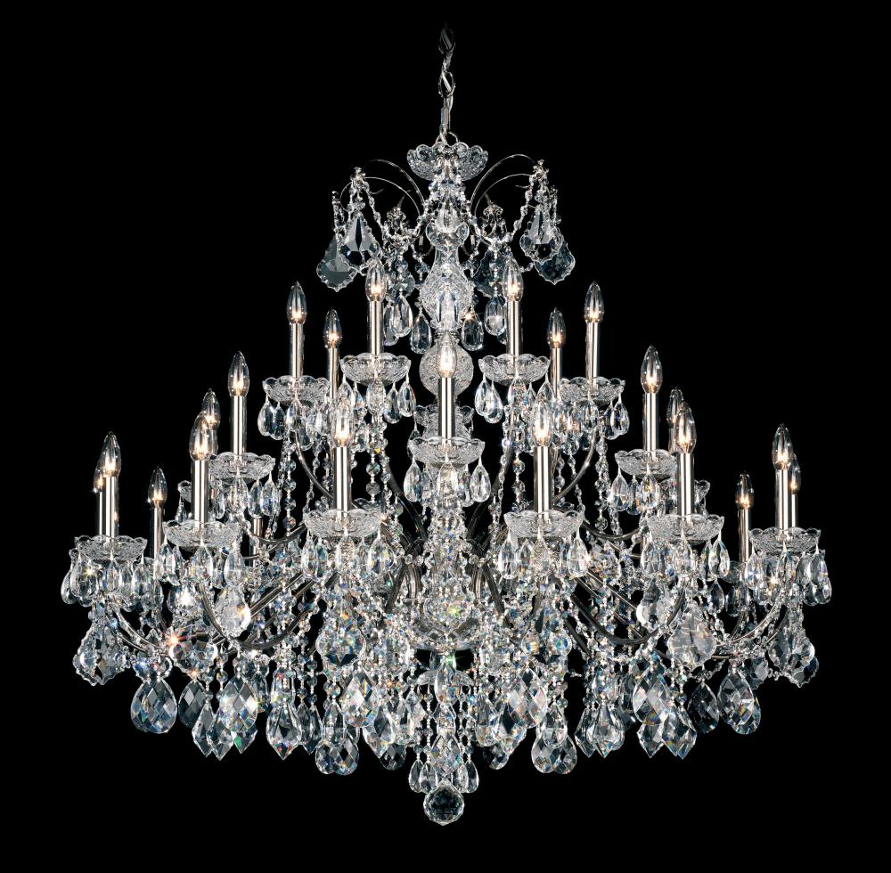 Century 28 Light 120V Chandelier in Black Pearl with Clear Heritage Handcut Crystal