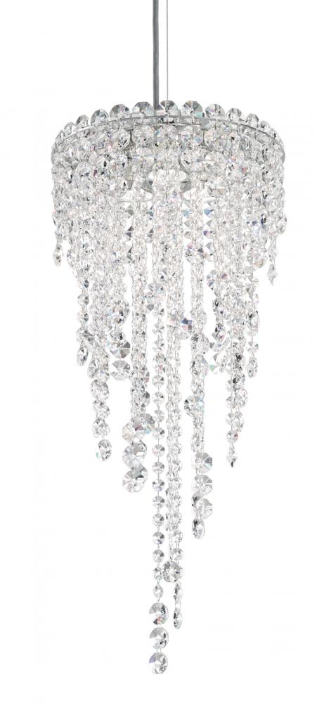 Chantant 3 Light 120V Mini Pendant in Polished Stainless Steel with Clear Radiance Crystal