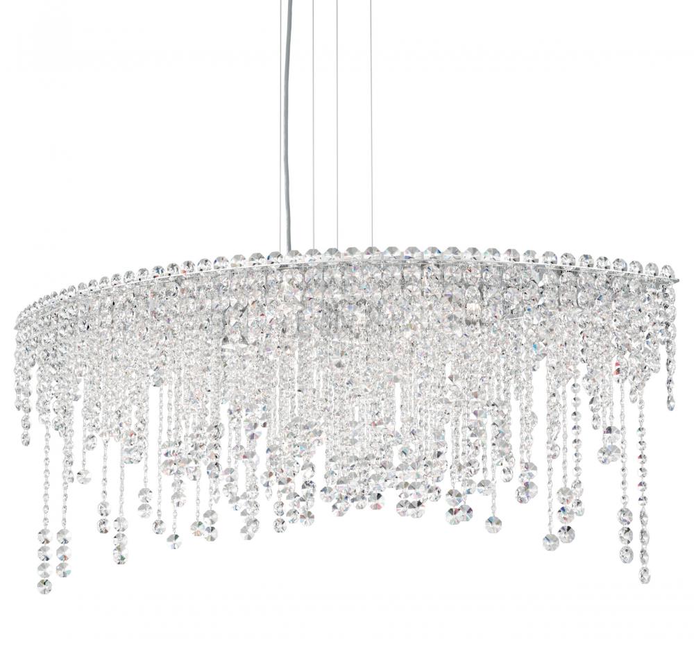 Chantant 8 Light 120V Linear Pendant in Polished Stainless Steel with Clear Radiance Crystal