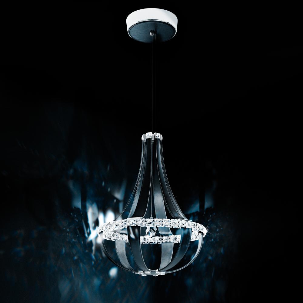 Crystal Empire LED 27in 120V Pendant in Snowshoe Leather with Clear Crystals from Swarovski