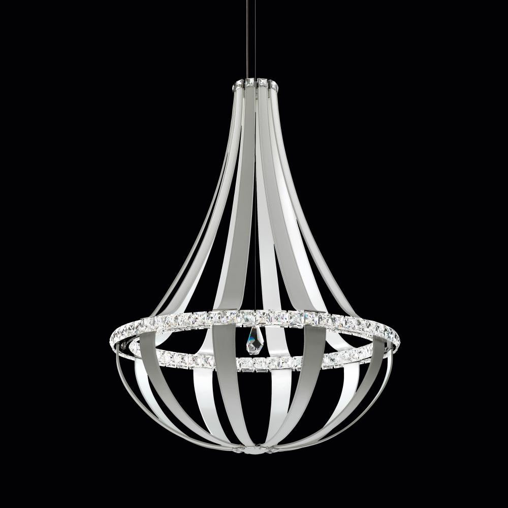 Crystal Empire LED 45in 120V Pendant in Snowshoe Leather with Clear Crystals from Swarovski