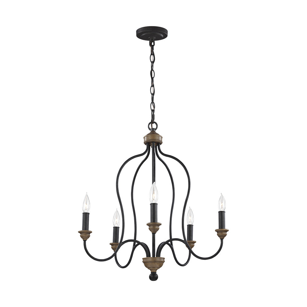 Hartsville traditional 5-light indoor dimmable ceiling chandelier pendant light in dark weathered zi
