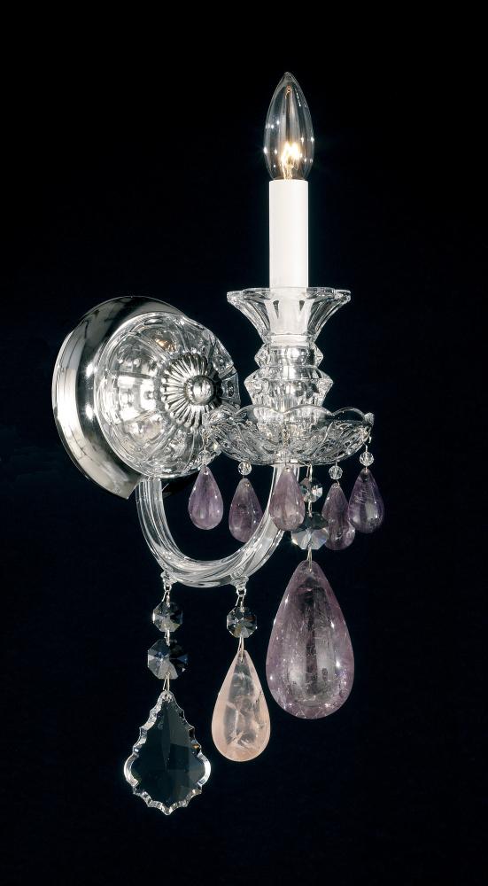 Hamilton Rock Crystal 1 Light 120V Wall Sconce in Polished Silver with Clear Crystal and Rock