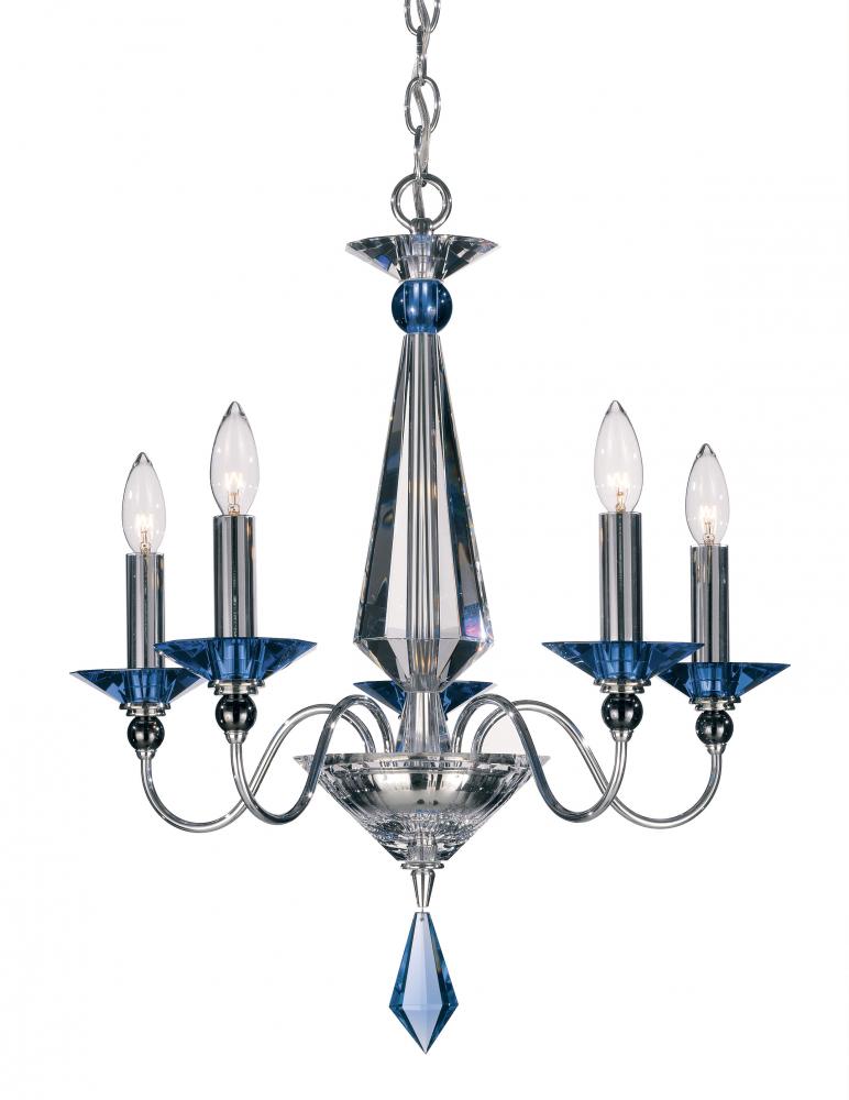 Jasmine 5 Light 120V Chandelier in Polished Silver with Clear Optic Crystal
