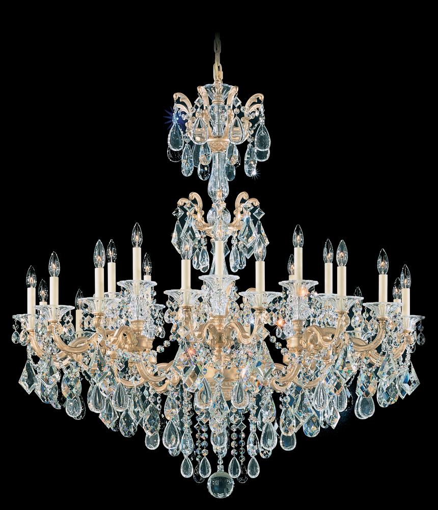 La Scala 24 Light 120V Chandelier in French Gold with Clear Heritage Handcut Crystal