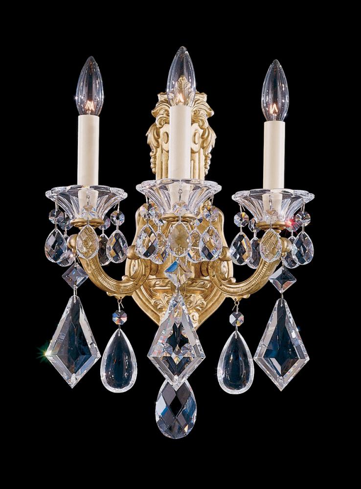 La Scala 3 Light 120V Wall Sconce in Parchment Gold with Clear Radiance Crystal