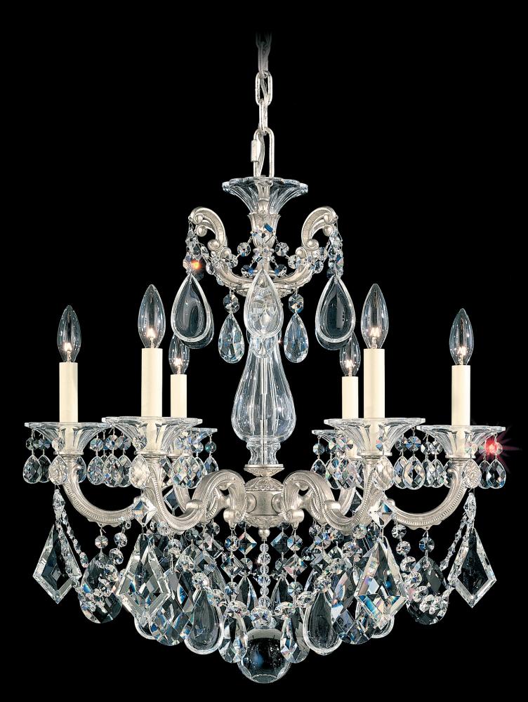 La Scala 6 Light 120V Chandelier in Parchment Gold with Clear Heritage Handcut Crystal