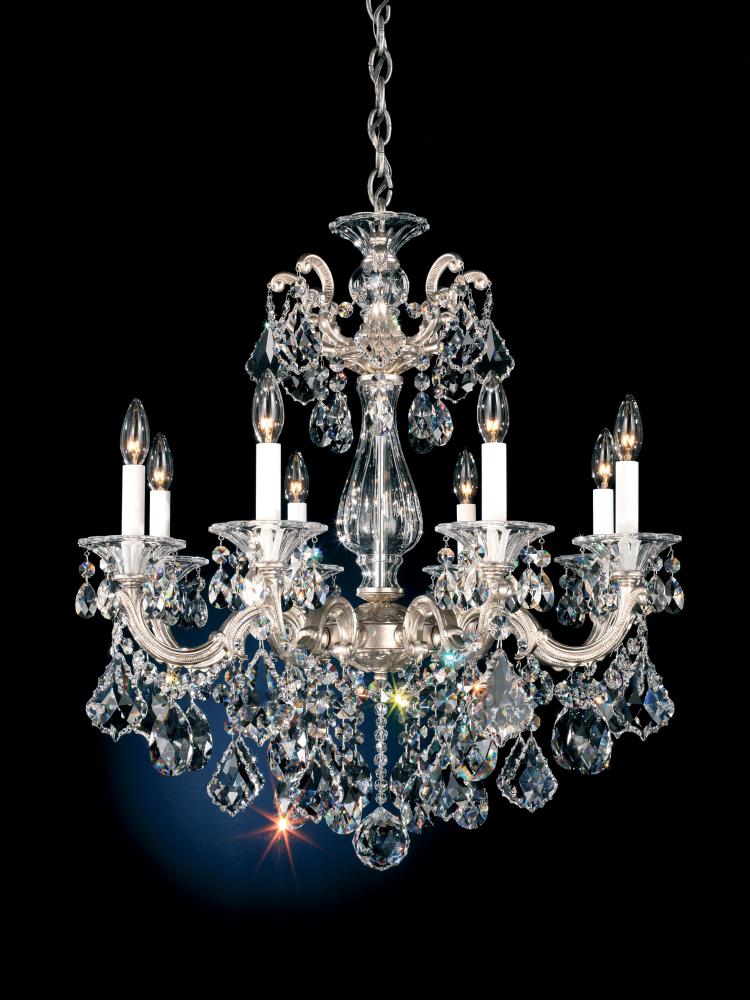 La Scala 8 Light 120V Chandelier in Antique Silver with Clear Radiance Crystal