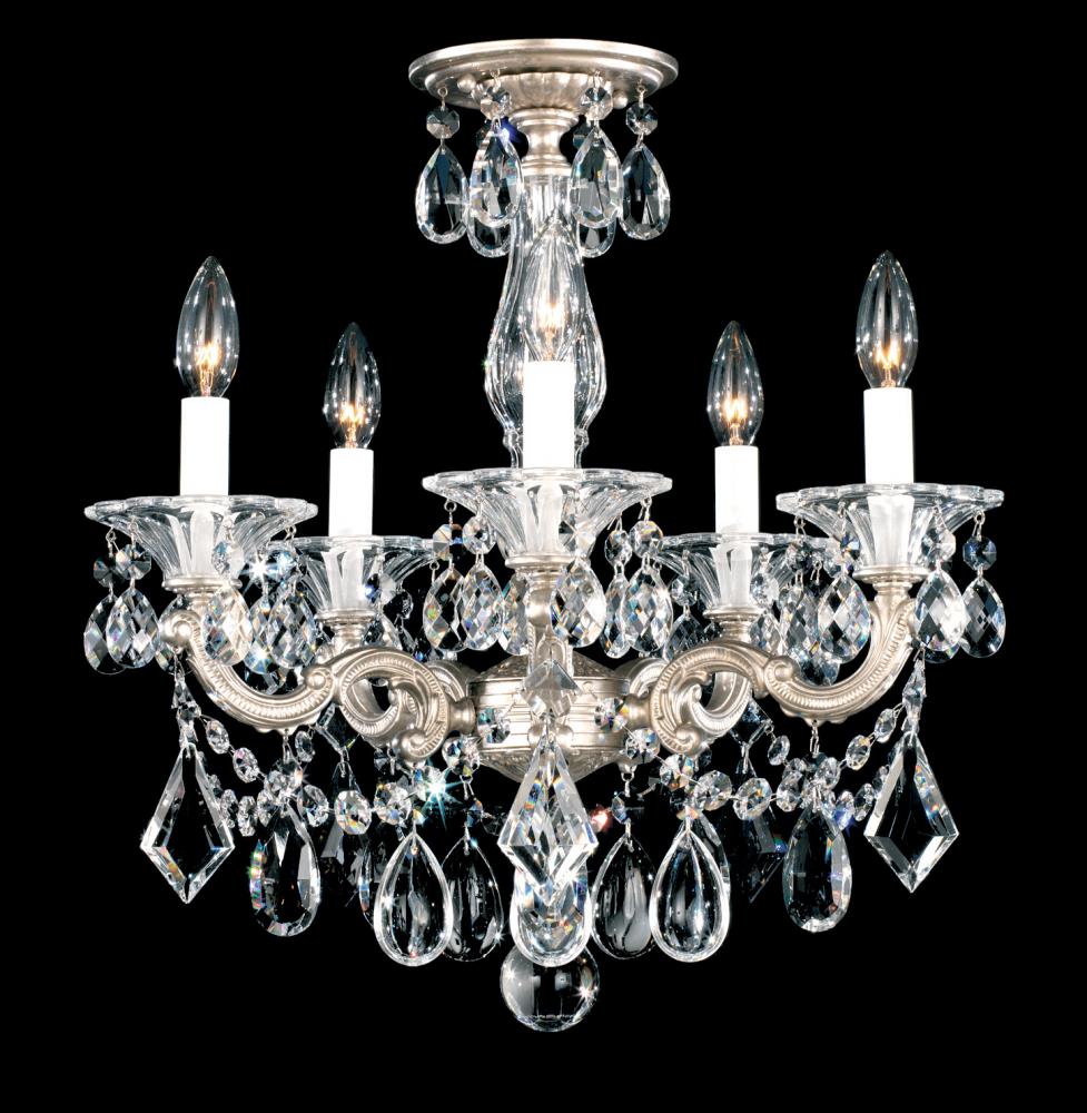 La Scala 5 Light 120V Semi-Flush Mount or Chandelier in Antique Silver