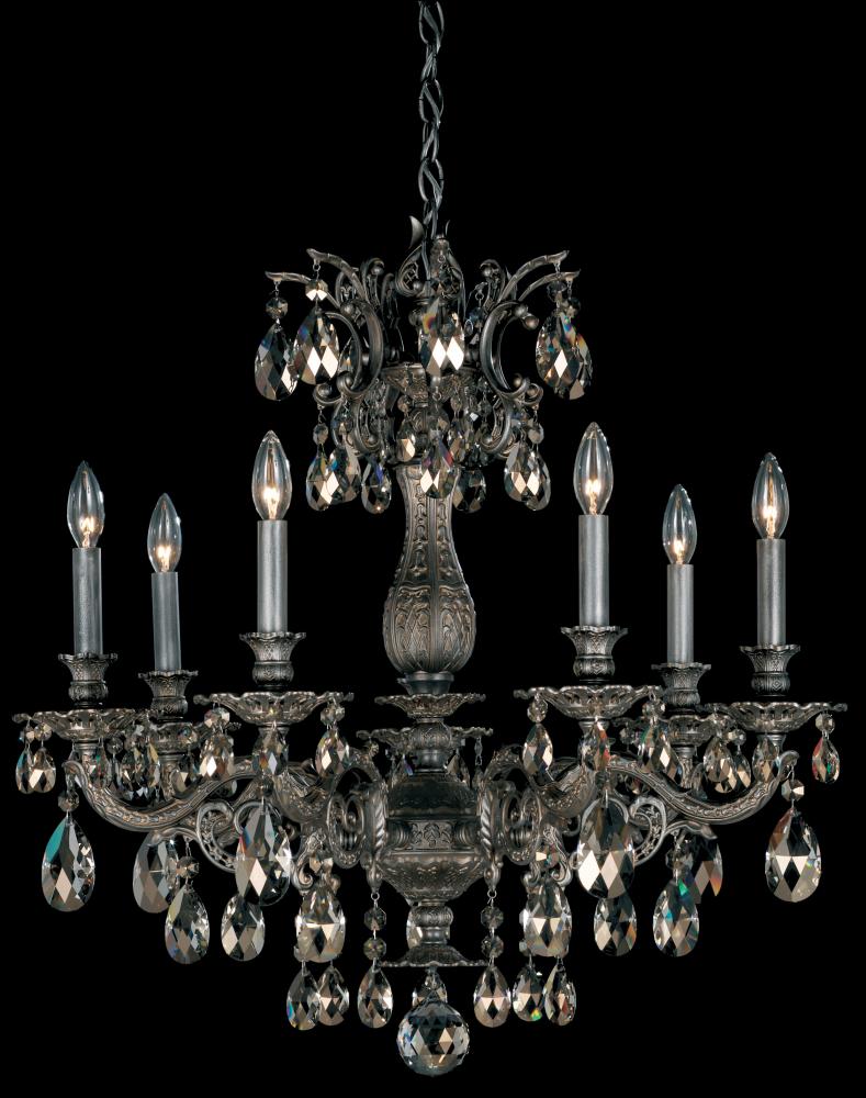 Milano 7 Light 120V Chandelier in Florentine Bronze with Clear Radiance Crystal
