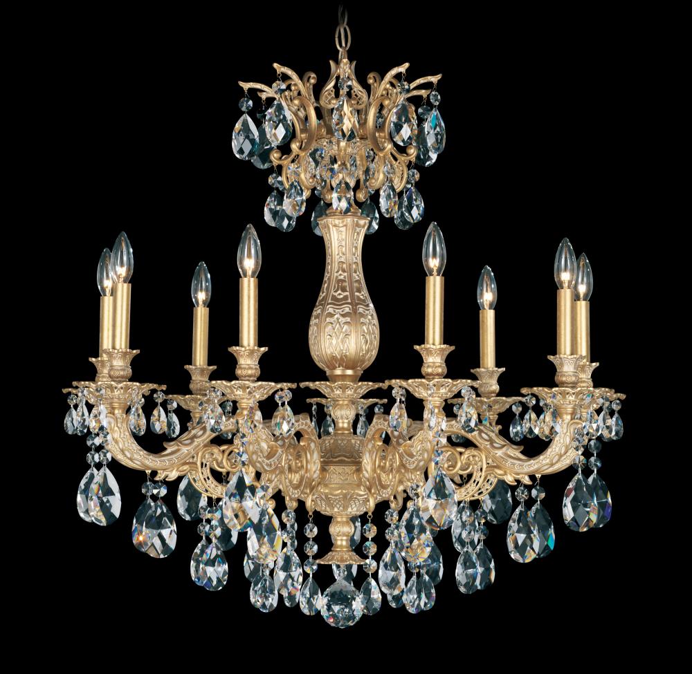 Milano 9 Light 120V Chandelier in Etruscan Gold with Clear Radiance Crystal