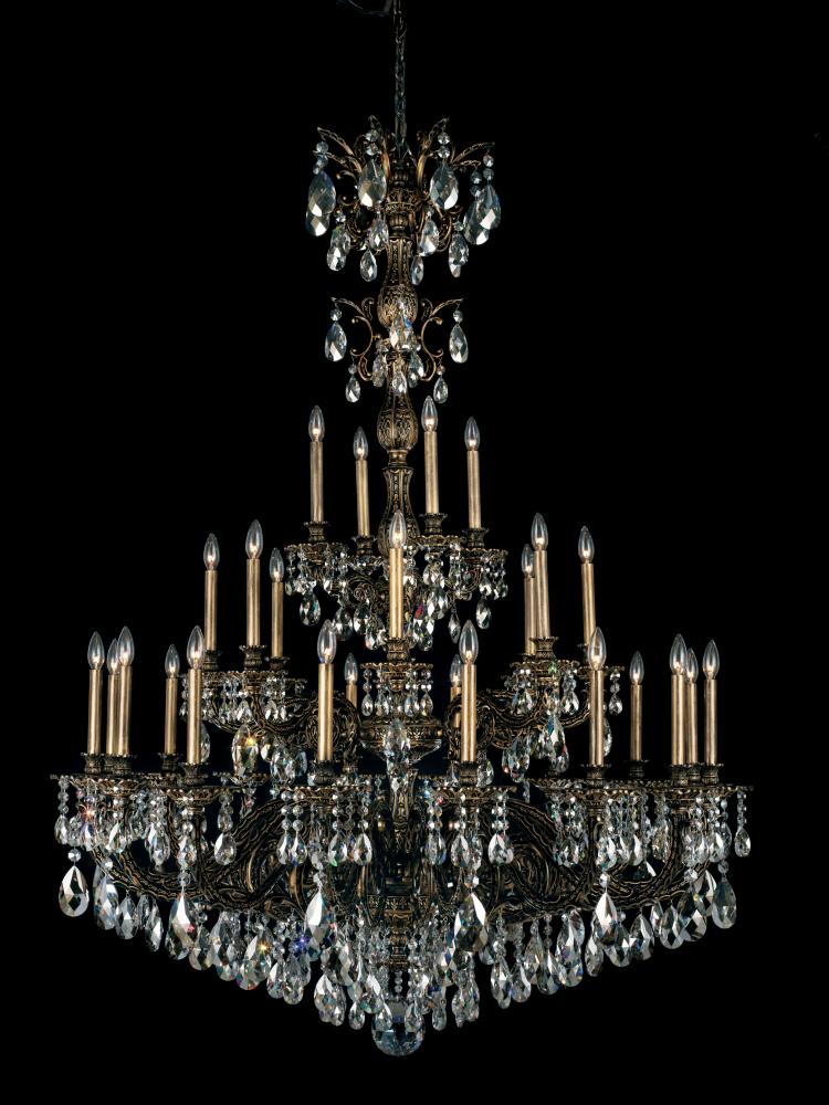 Milano 28 Light 120V Chandelier in French Gold with Clear Radiance Crystal