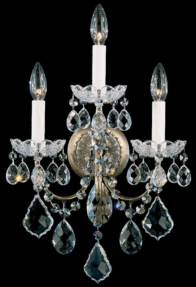 New Orleans 3 Light 120V Wall Sconce in French Gold with Clear Heritage Handcut Crystal