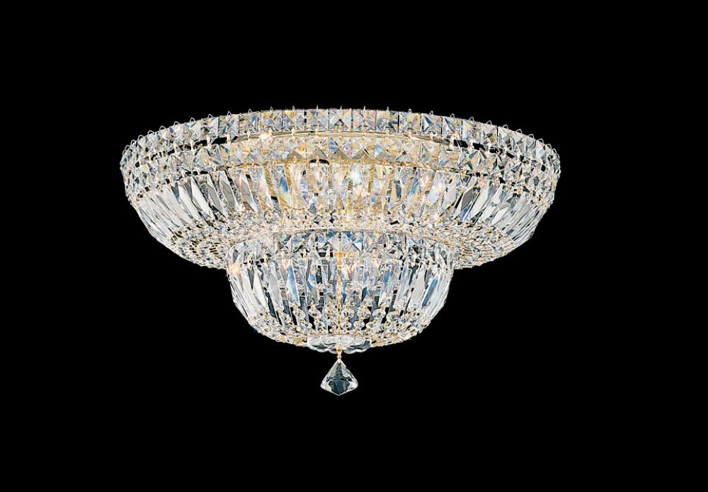 Petit Crystal Deluxe 9 Light 120V Flush Mount in Polished Silver with Clear Radiance Crystal