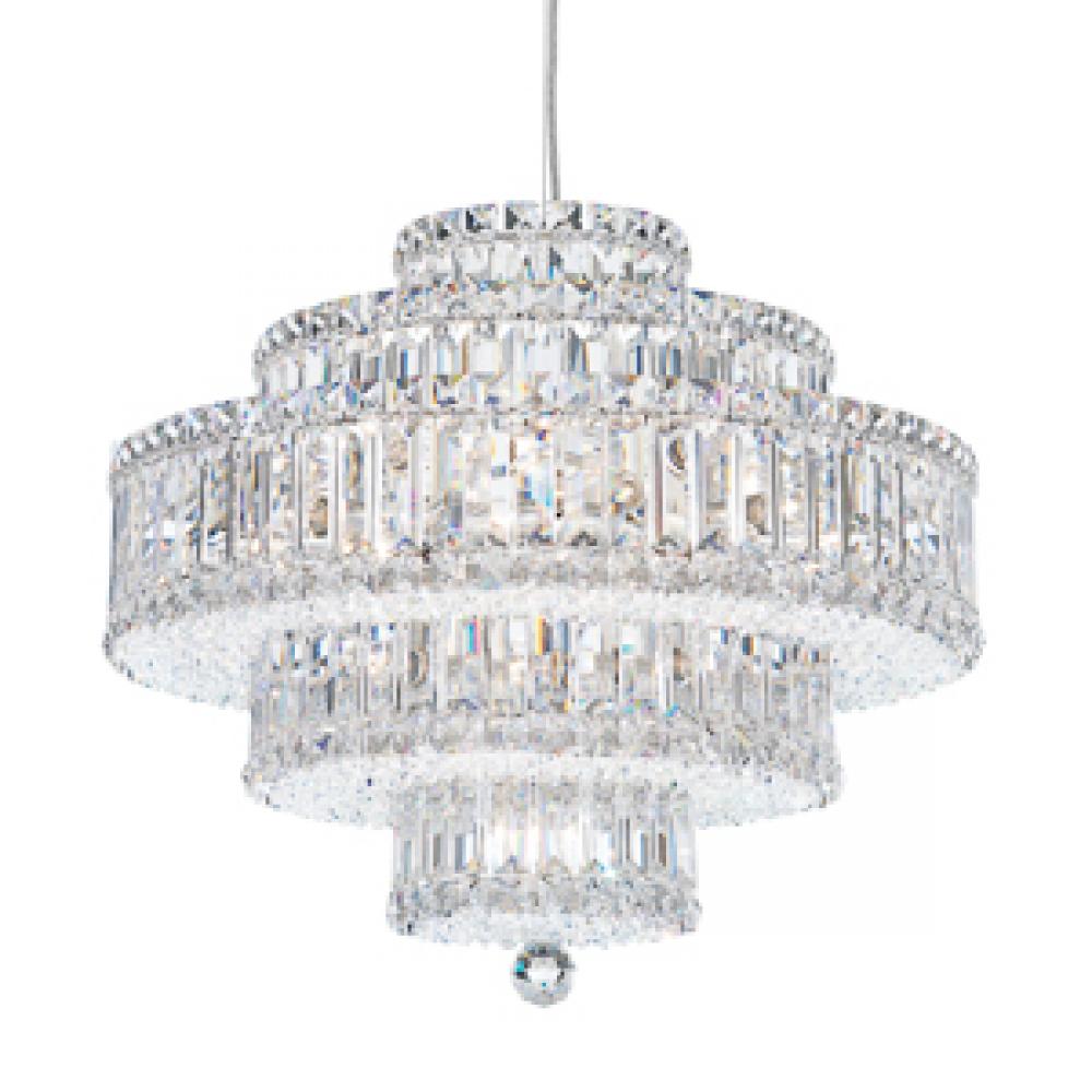Plaza 22 Light 110V Pendant in Stainless Steel with Clear Heritage Crystals